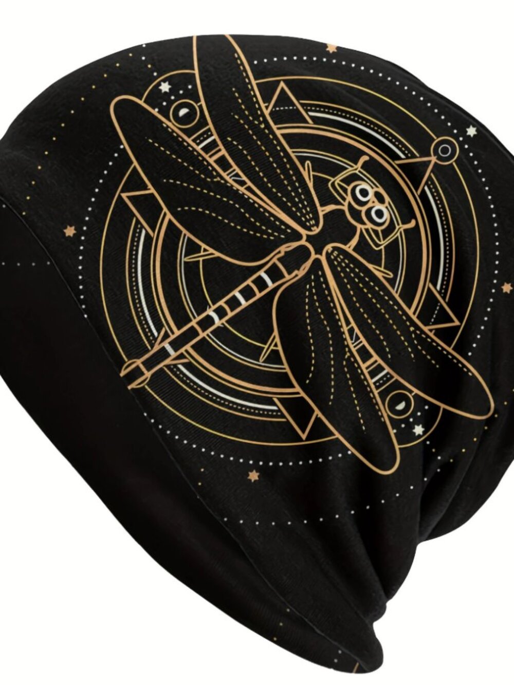 Slouchy Beanie Hat Dragonfly Print Boho Retro Skull Cap for Women and Men